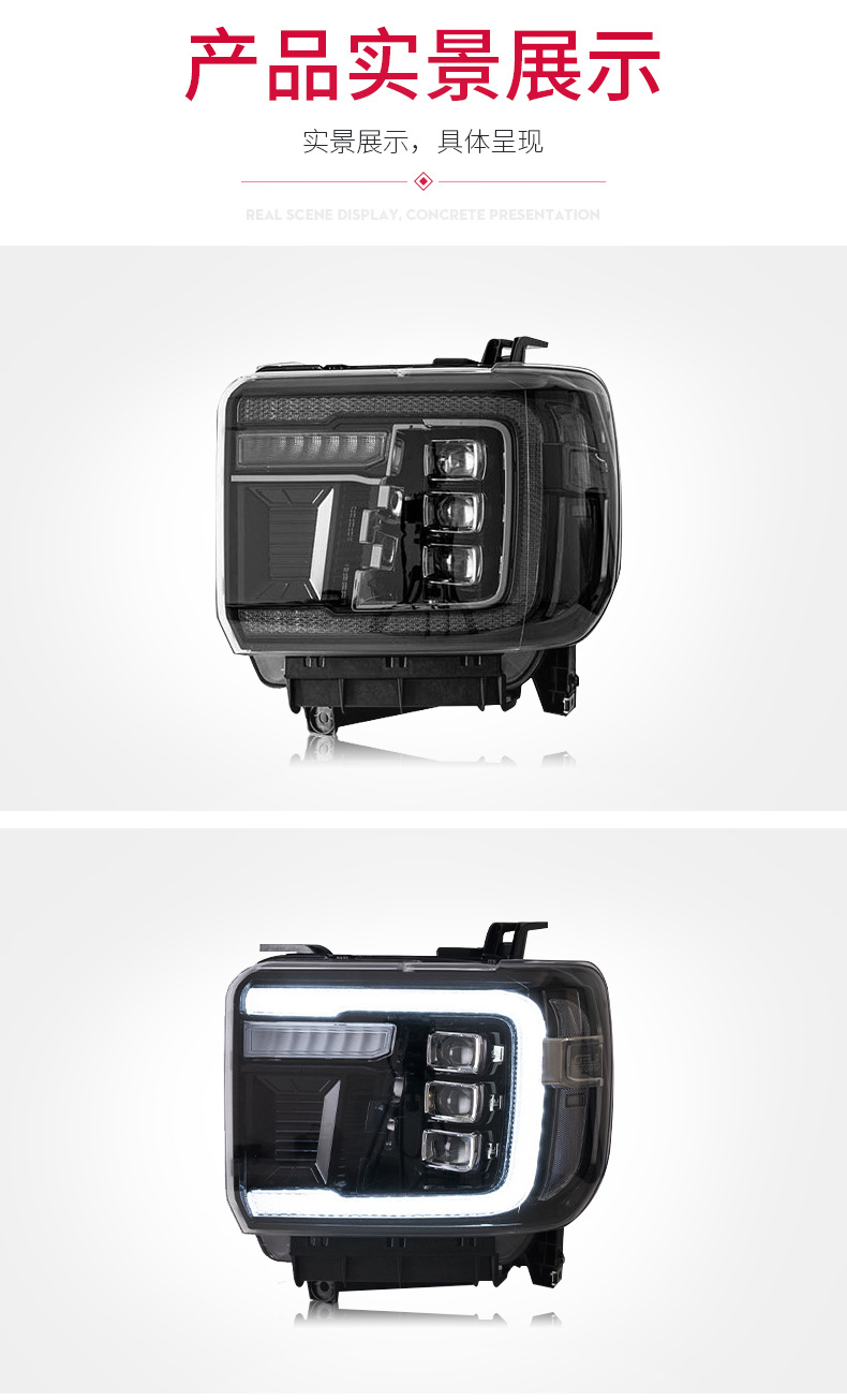 Car Headlights for GMC Sierra1500 20 14-20 18/Sierra 2500HD 3500HD 20 15-20 19 All LED Headlight DRL Signal Headlamp