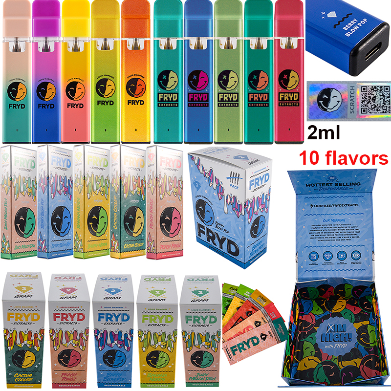 Fresh FRYD Full 2 Gram Disposable E cigarettes 10 Flavors Available Rechargeable 350mah A Battery Disposable Vape Pens Empty Thick Oil Pods Starter Kits with Sticker
Fresh FRYD Full 2 Gram Disposable E cigarettes 10 Flavors Available Rechargeable 350mah A Battery Disposable Vape Pens Empty Thick Oil Pods Starter Kits with Sticker