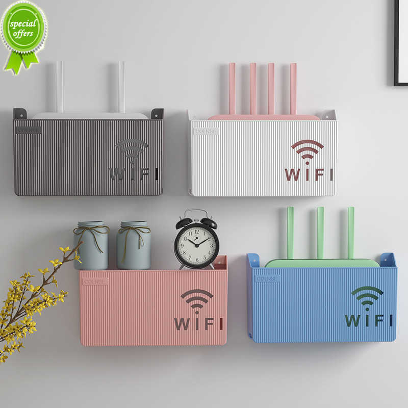 Wall-Mounted Wireless Wifi Router Shelf ABS Plastic Storage Box Cable Power Bracket Organizer Box for Media Boxes Game Console