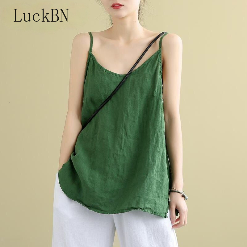 Camisoles Tanks Women's Tops Spaghetti Strap Camis Cotton Linen V Neck Tank Tops Sleeveless Linens Loose Casual Women Tanks Summer Camisole 23042
