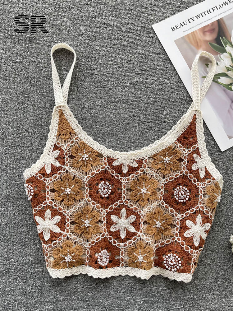 Camisoles Tanks SINGREINY Casual Knit Crop Tops Summer Women Strap Backless Hollow Out Retro Court French Ladies Fashion Slim Camisole 230426