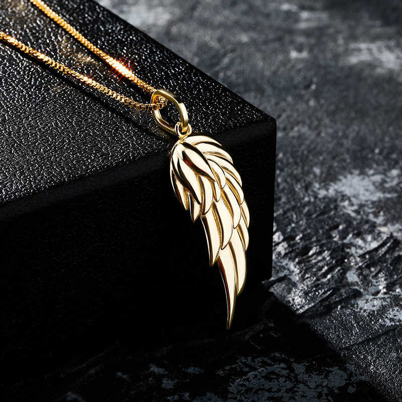 Personalized 925 Sterling Silver Feather Wing Pendant Necklace Accessories For Men Women Charm Necklaces 14K Rose Gold Color Hip Hop Jewelry Bijoux Gi