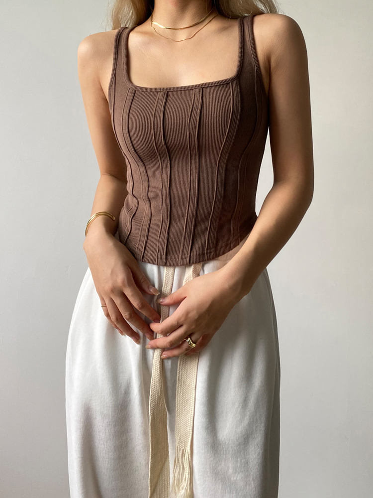 Women's T-Shirt Tossy Women Striped Stitching Slim T-shirt Female 2 In 1 Shrug Set Co-ord Crop Shrug And Corset Tank Tops Set Y2k Streetwear 2304