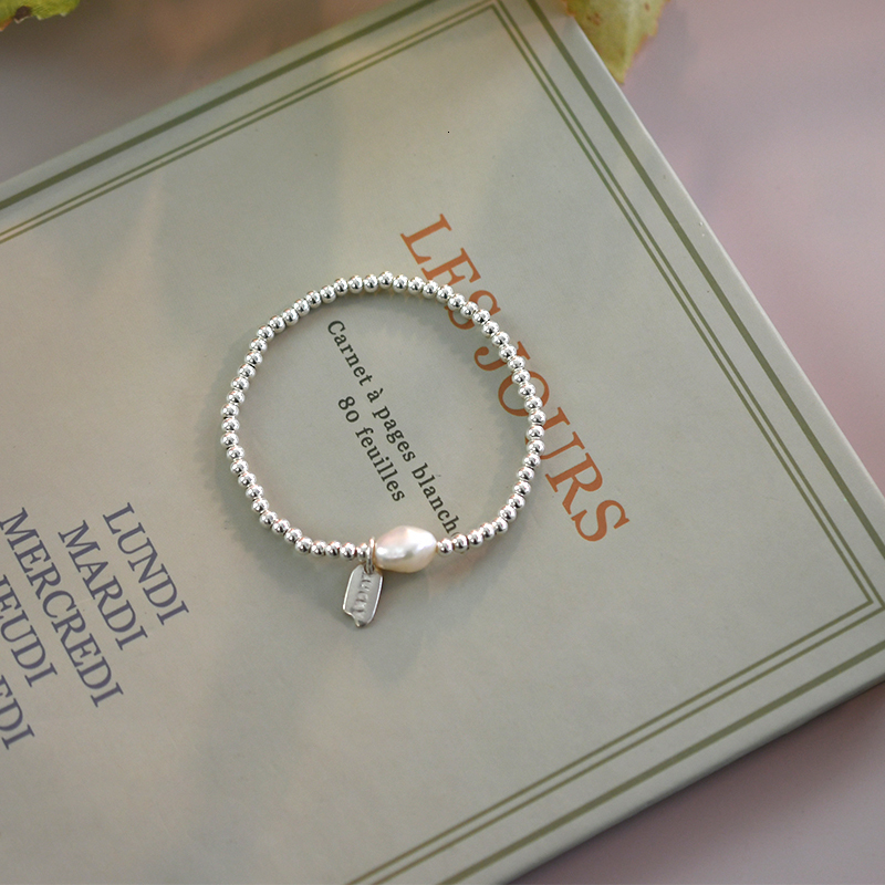Beaded ASHIQI Natural Baroque Pearl 925 Sterling Silver Bracelet Fashion Jewelry for Women 230425