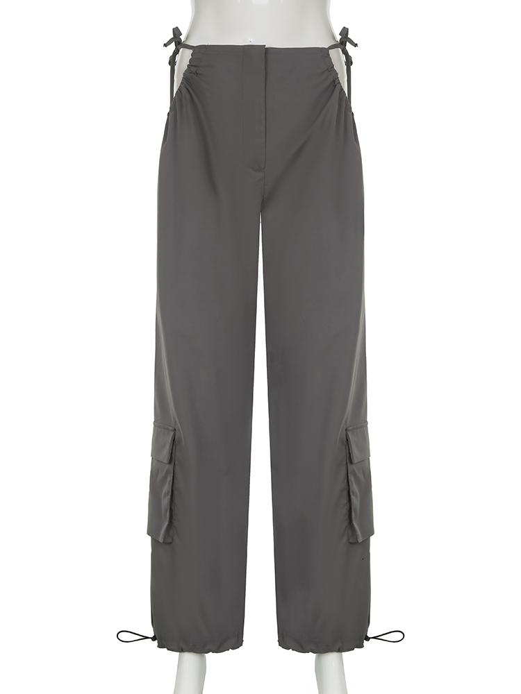 Women's Pants Capris Sweetown Cut Out Low Waist Bandage Hippie Joggers Women Y2K Streetwear High Street Baggy Cargo Pants Korean Fashion Techwear