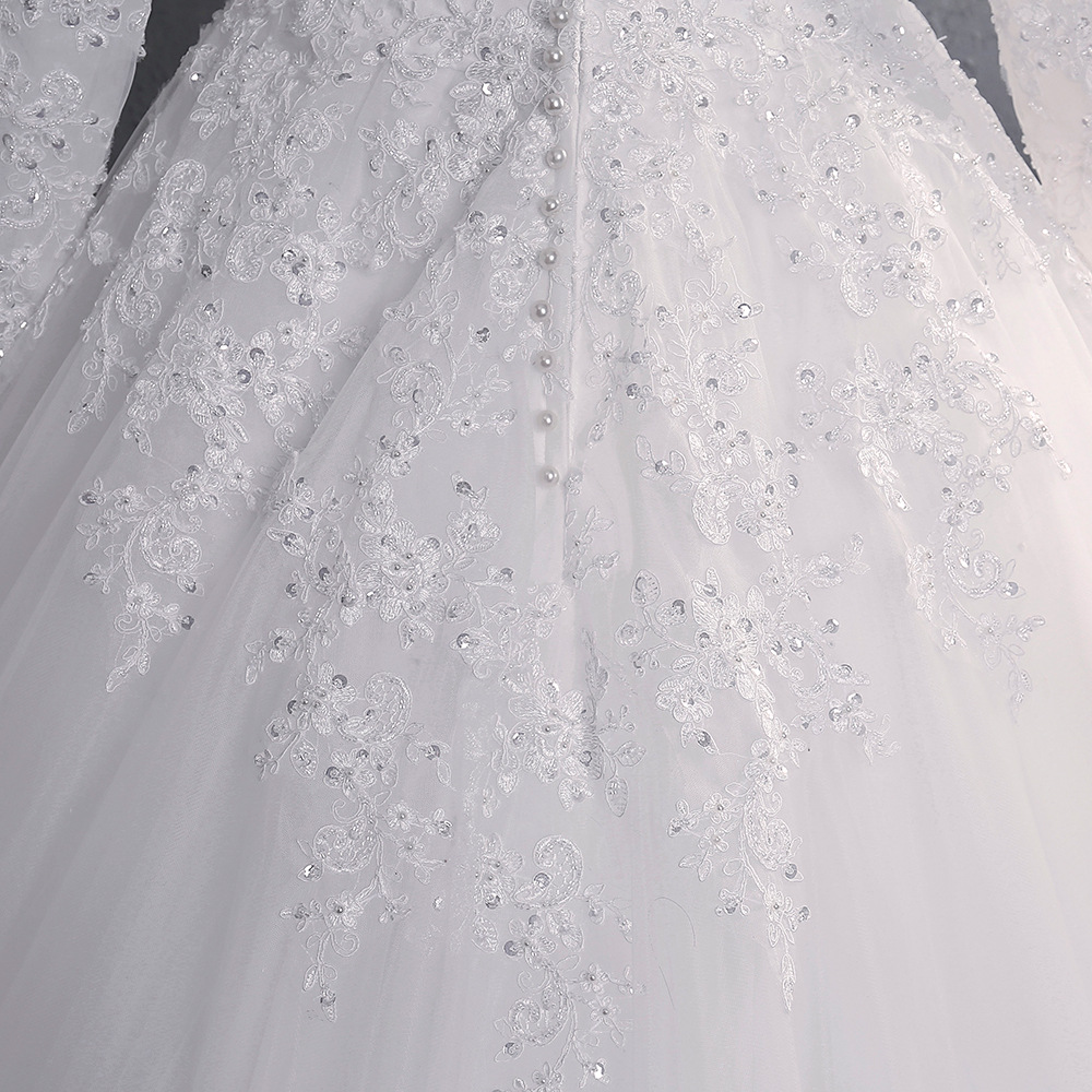 2024 Modest Muslim Wedding Dress Long Sleeves Elegant High Neck With Train Princess Bride Dresses Luxury Lace Embroidery Wedding Gown Vestido De Noiva