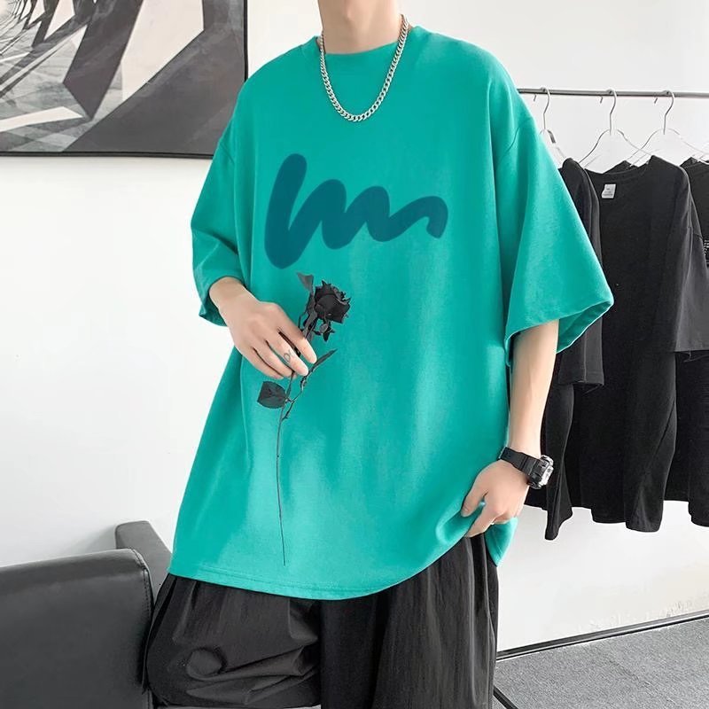 Men's T-Shirts Solid Color T-shirt Men's Loose Short Ins Style Half Sleeve Harajuku Fashion Comfortable Cool in Summer 230426