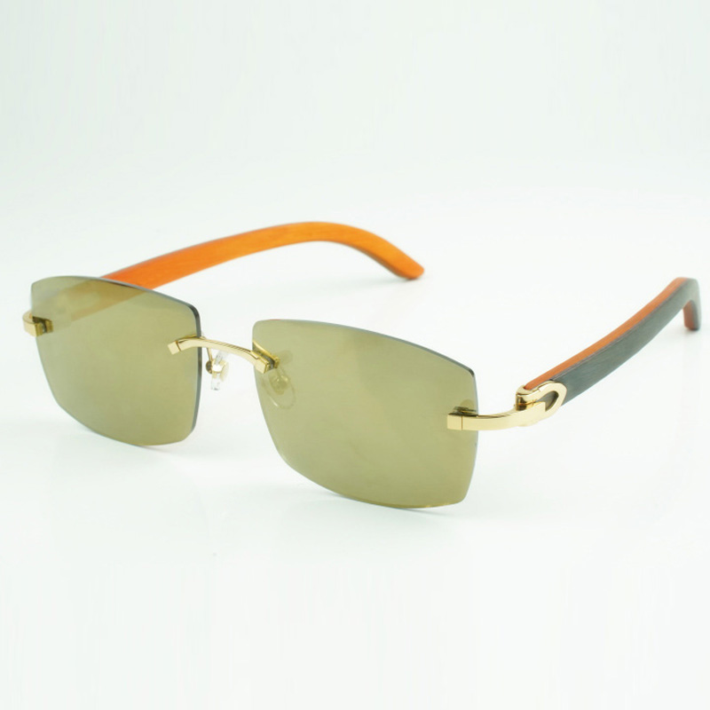 New C hardware sunglasses 3524032 with orange wooden sticks and 56mm lenses for unisex
