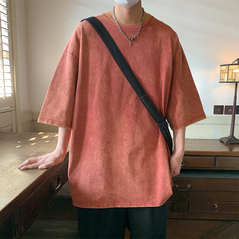 Men's T-Shirts Hip Hop Streetwear Men 100% Cotton T-shirts Harajuku Oversized Washed T-shirt Unisex Summer Retro Short Sleeve Tees 230426