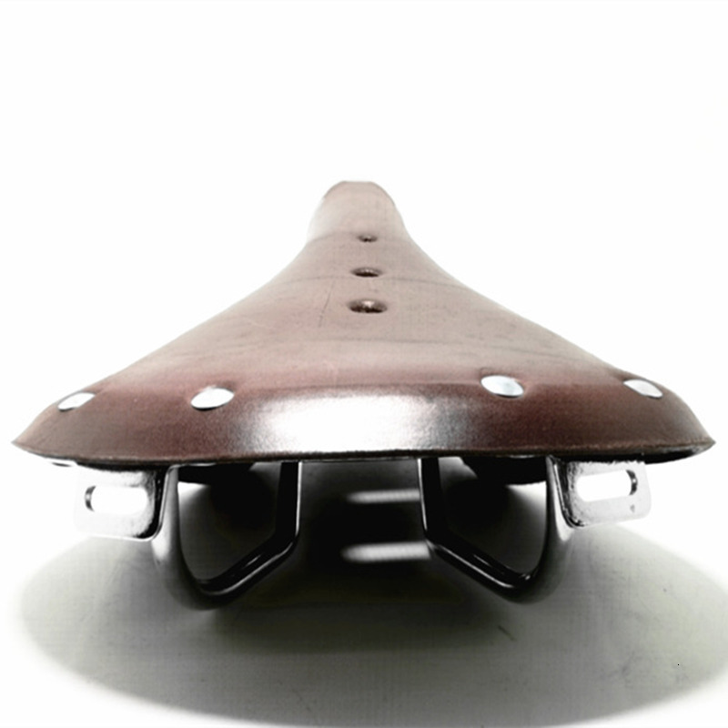 Bike Saddles Classic Bicycle Seat Pure Cowhide for Outdoor Riding Comfortable Vintage Spring Cushion 230425
