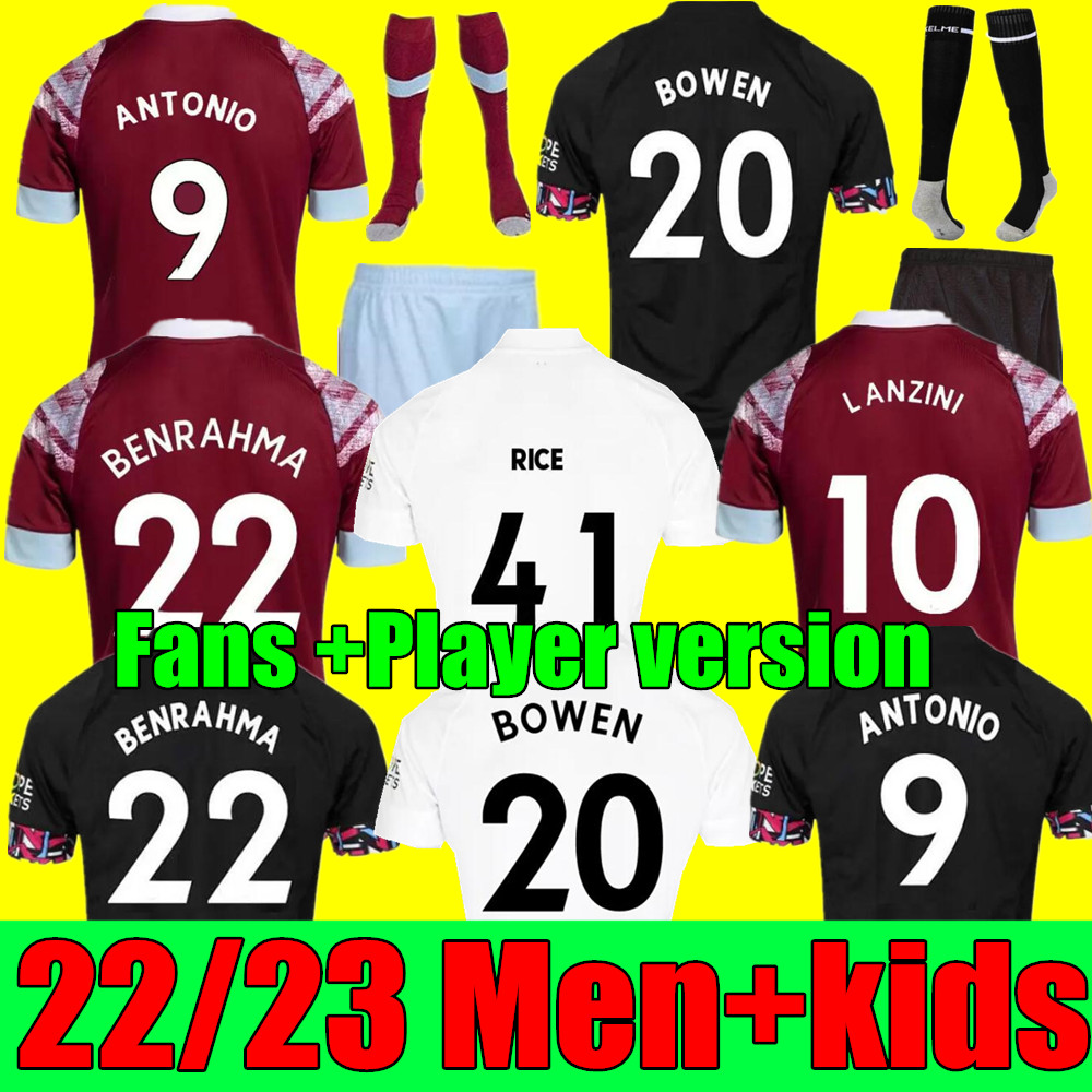 2023 West Hams Soccer Jerseys 22 23 Fans Player Version ANDERSON UNITED RICE BOWEN ANTONIO P.FORNALS Football Shirt NOBLE FORNALS DAWSON Men kids Kits sock Full sets, Player version home+league patch
2023 West Hams Soccer Jerseys 22 23 Fans Player Version ANDERSON UNITED RICE BOWEN ANTONIO P.FORNALS Football Shirt NOBLE FORNALS DAWSON Men kids Kits sock Full sets, Player version home+league patch