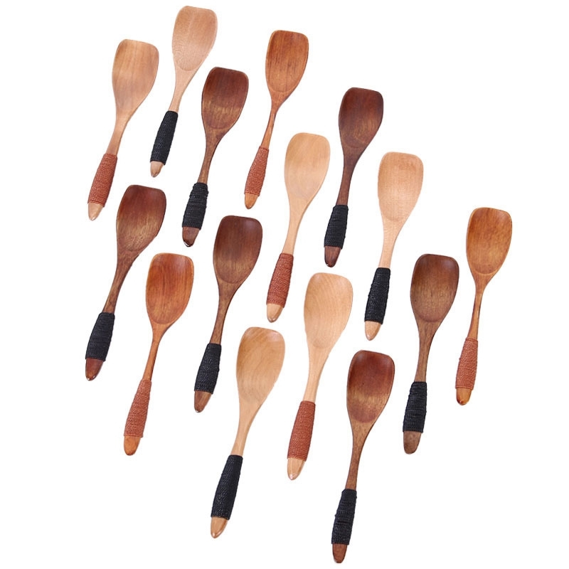 Wholesale Japanese wooden spoon Wooden soup spoon Creative Dessert Coffee Spoon Tied Honey Spoons
