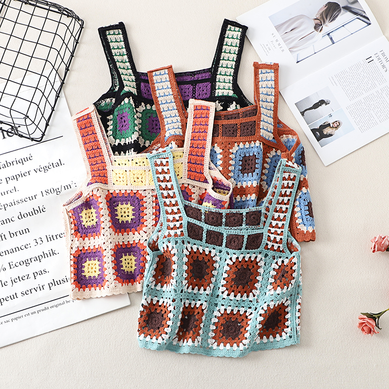 Camisoles Tanks Knit Tank Top Woman Binder Chest Crochet Corset Femme Debardeur Femmes Camisoles for Women Tops Crop Tanks Cami Drop 230426