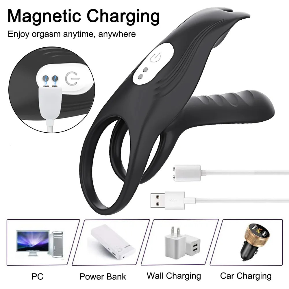 Cockrings Vibrating Cockring Couple Vibrator with Dual Motor Wireless Cock Penis Ring Adult Sexy Toys For Men Delay Ejaculation Penisring 231124