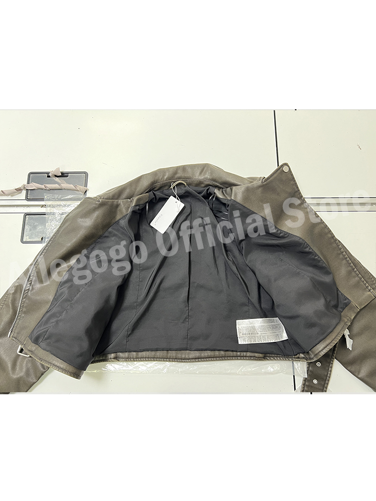 Women's Jackets Ailegogo Women Vintage Loose Pu Faux Leather Short Jacket with Belt Streetwear Female Zipper Retro Moto Biker Coat Outwear Tops 2