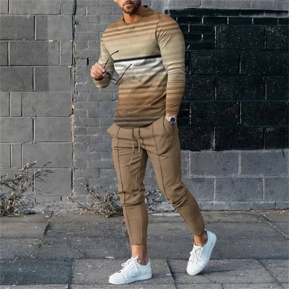 Men's Tracksuits Autumn Tracksuit Long Sleeve T ShirtSweatpants Suit Men Streetwear Vintage Sweatshirt Oversized Men Clothing 2 Piece Sets 230425