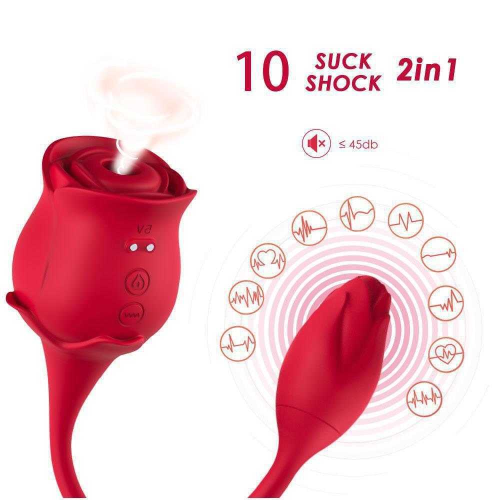 Usk E07 Women's Double Head Jump Single Suction Rose Can Enter the Body 10 Frequency Strong Shock Height