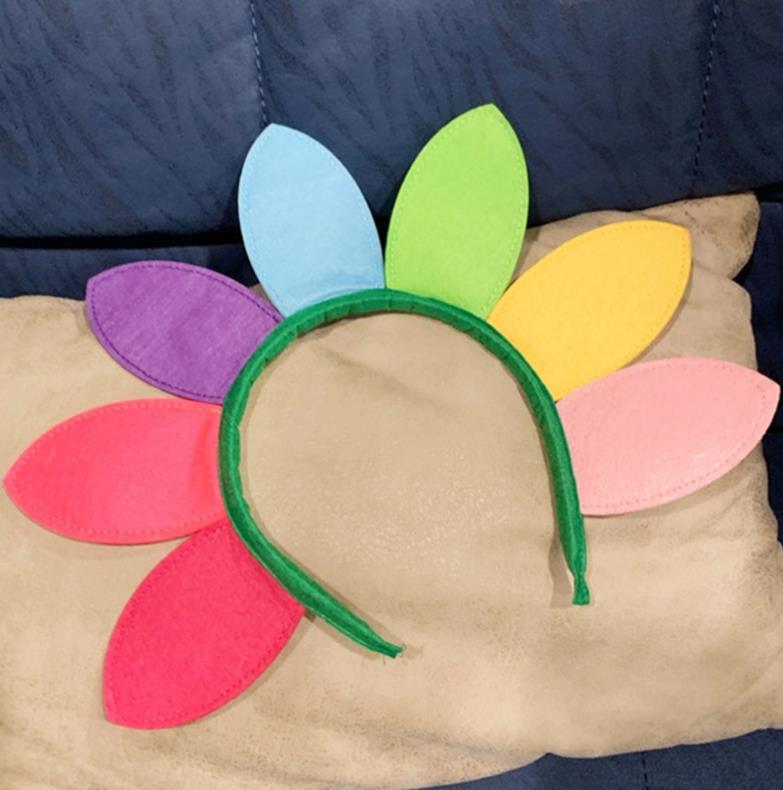 Boho Floral Crown Rainbow Flower Petal Headband Sunflower Hair Wreath Headwear Headpiece Hair Accessory for Women Girl