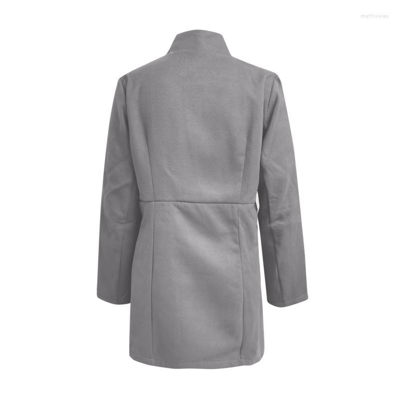 Two Piece Dress Women Autumn And Winter Solid Color Thin Long Sleeve Pocket Woolen Womens CoatTwo