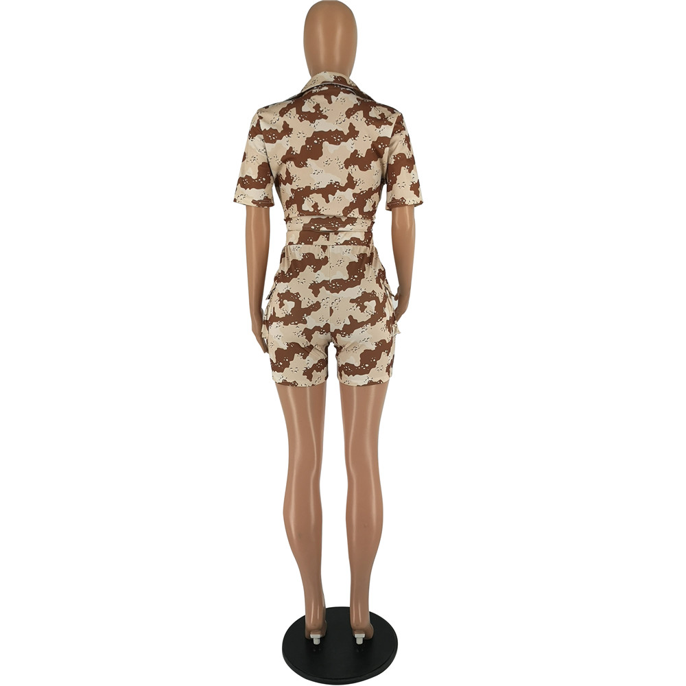NEW Designer Tracksuits Summer Camouflage Two Piece Sets Women Sweatsuits Short Sleeve Shirt and Cargo Shorts Casual Street Camo Outfits Wholesale Clo