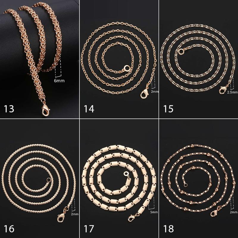 Chains Personalize Necklace For Women Men 585 Rose Gold Venitian Curb Snail Foxtail Link Fashion Jewelry 50cm 60cm CNN1