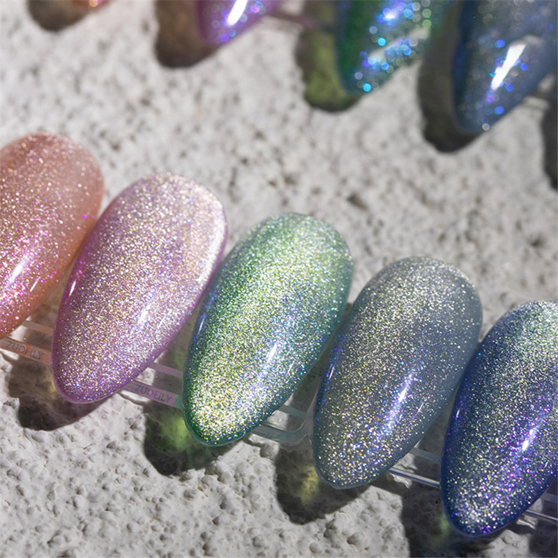 False Nails 8ml Diamond Shiny Gel Polish Cat Eye UV Magnetic Semi Permanent Varnishes Hybrid Reflective Colorful Art Varnish 230425