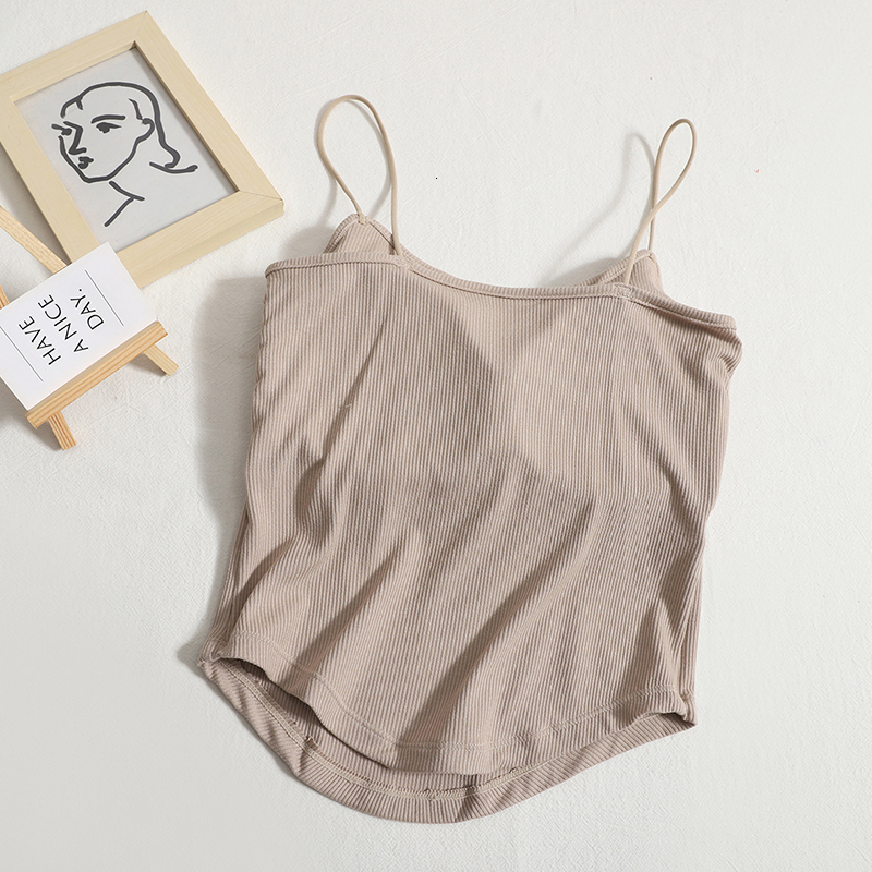 Camisoles Tanks ITOOLIN Casual Women Camis With Bra Pad Knitted Cute Crop Tops Backless For Women Irregular Hem Camisole 230426