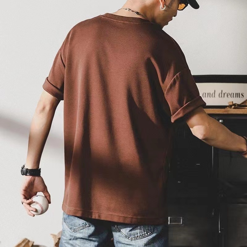 Men's T-Shirts American Classic Men'S T-Shirt Summer Round Neck Short Sleeve Casual T-Shirts 70% Cotton Male T Shirt Loose Plus Size 230426