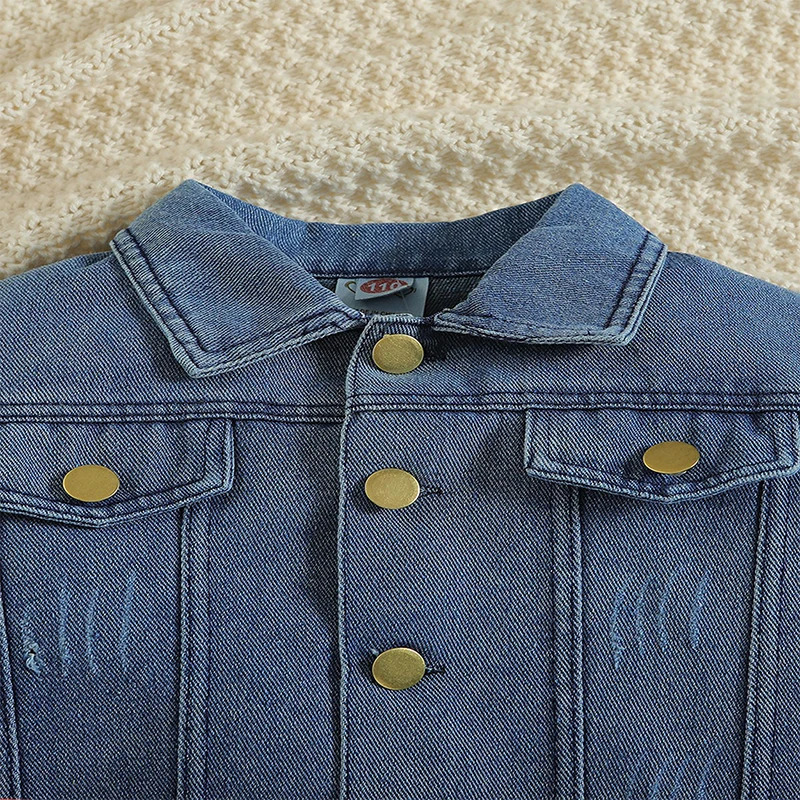 Family Matching Outfits 4 6Y Fashion Kids Girls Autumn Clothes Sets 2pcs Solid Color Denim Long Sleeve Lapel Button Jacket Bowknot Flare Pants 231124