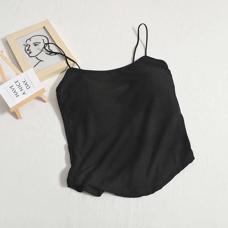 Camisoles Tanks ITOOLIN Casual Women Camis With Bra Pad Knitted Cute Crop Tops Backless For Women Irregular Hem Camisole 230426