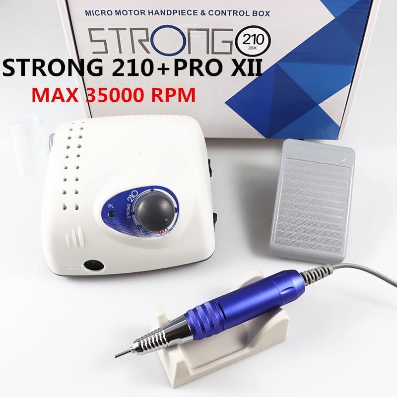 Nail Art Equipment Strong 210 PRO XII Drill 65W 35000 Machine Cutters Manicure Electric Milling Polish File 230425