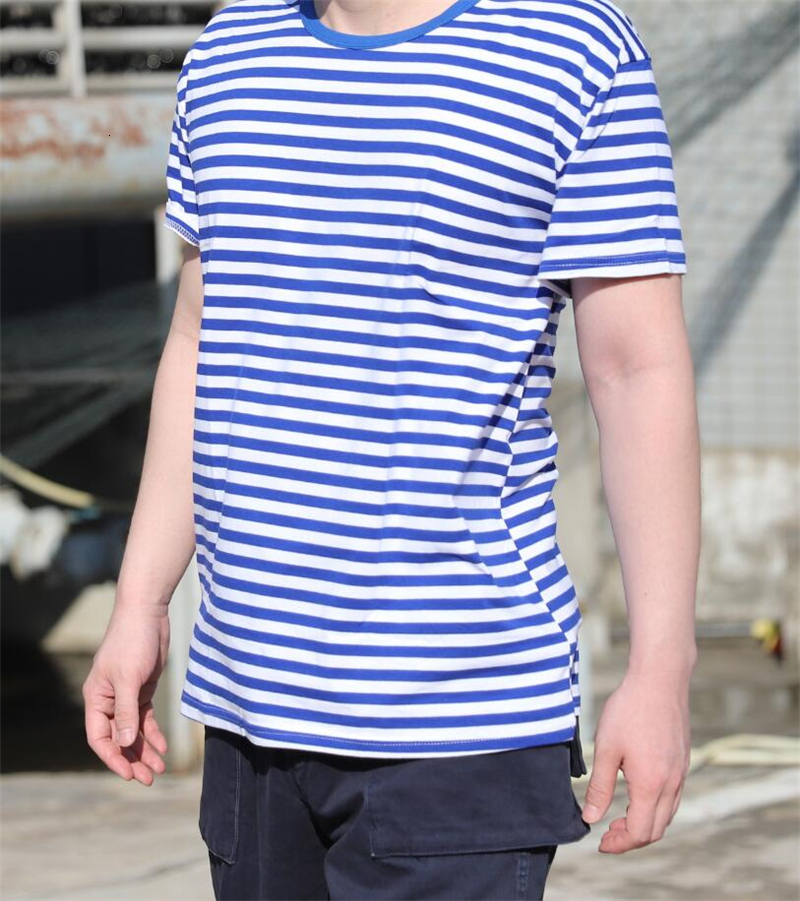 Men's T-Shirts T-shirt Stripe Blue Army Navy Special Forces Men's T-Shirt Sea Soul T-shirt 65% cotton 35% spandex 230426