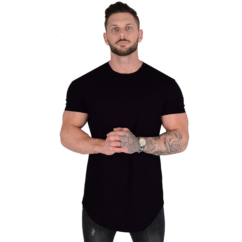 Men's T-Shirts Gym T-shirt Men Short sleeve Cotton T-shirt Casual blank Slim t shirt Male Fitness Bodybuilding Workout Tee Tops Summer clothing 2