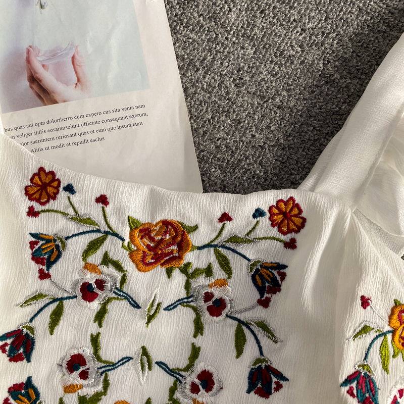 Camisoles Tanks Embroidered crop tops tank top woman sleeveless camisole slim fit tanke tops ruffle camis for women summer 230426