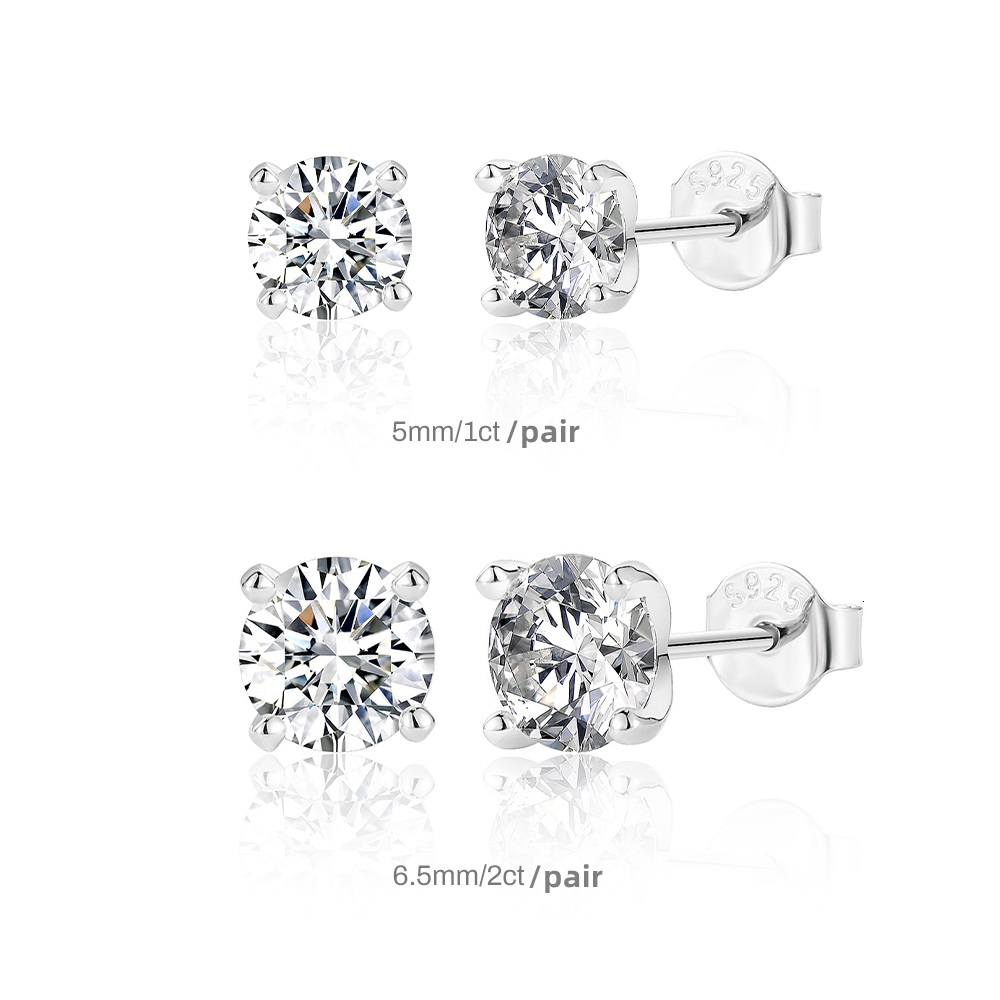 Stud KOJ 1.0 Carat 5mm Gemstone Stud Earrings for Women Solid 925 Sterling Silver Fine Jewelry with certificate 230425