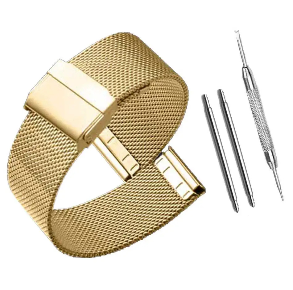 Watch Bands Milanese Watchband 12mm 14mm 16mm 18mm 20mm 22mm 24mm Universal Stainless Steel Metal Band Strap Bracelet Black Rose Gold 231124