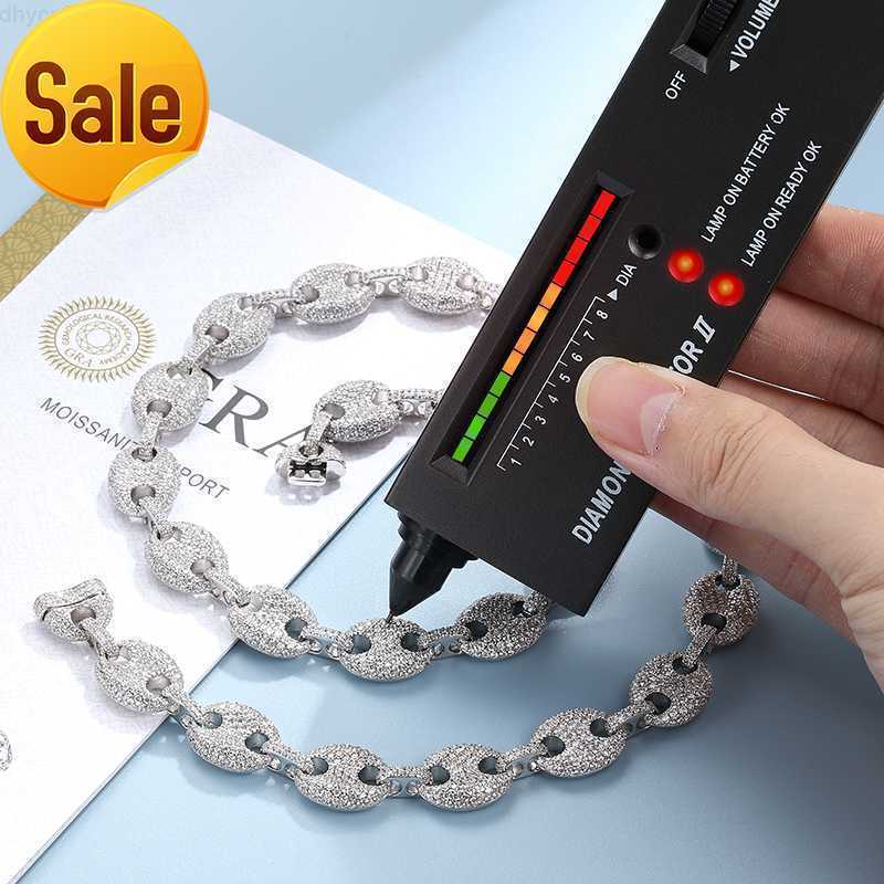 Designer Jewelry Hip Hop Mens 14mm Moissanite Dia Cuban k Necklace Sterg Sier Iced Out Pig Nose Chain Necklaces