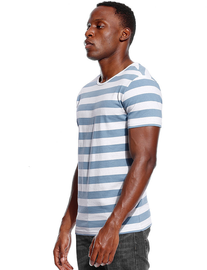 Men's T-Shirts Striped T Shirt for Men Even Stripe Shirt Male Top Tees Black and White Blue Short Sleeve O Neck Cotton TShirts Unisex 230426