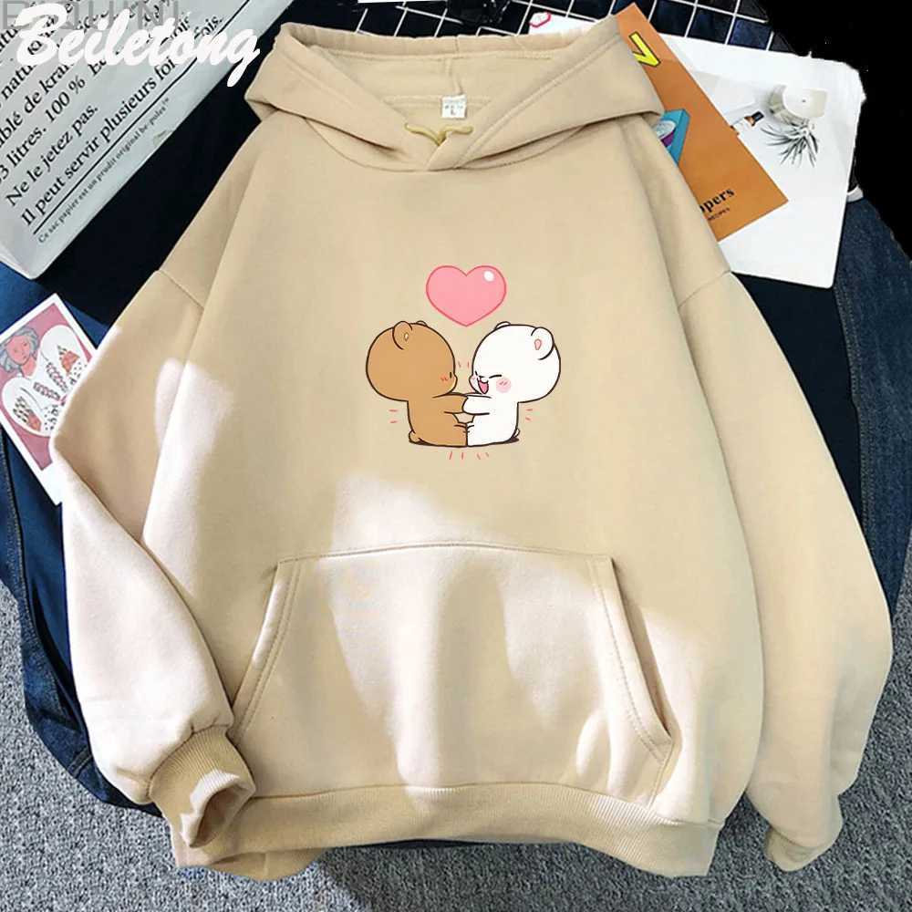 Women's Hoodies Sweatshirts Kawaii Milk And Mocha Printed Hooded Men Women Hoodies Plus Size Pullover Aesthetic Streetwear Couple Sweatshirt Unis
