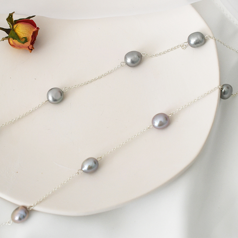 Pendant Necklaces ASHIQI Real 925 Sterling Silver Necklace 89mm Natural Baroque Pearl For Women Vintage Handmade Jewelry Gift 230425