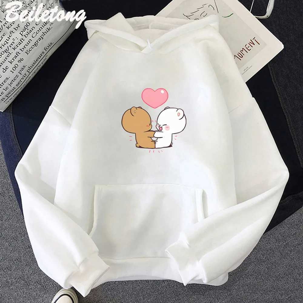 Women's Hoodies Sweatshirts Kawaii Milk And Mocha Printed Hooded Men Women Hoodies Plus Size Pullover Aesthetic Streetwear Couple Sweatshirt Unis