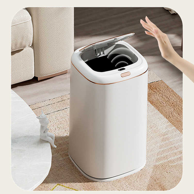 40L Smart Sensor Trash Can Large Capacity Induction Trash Bin Electric Touchless Wastebasket For Kitchen Bathroom with Lid