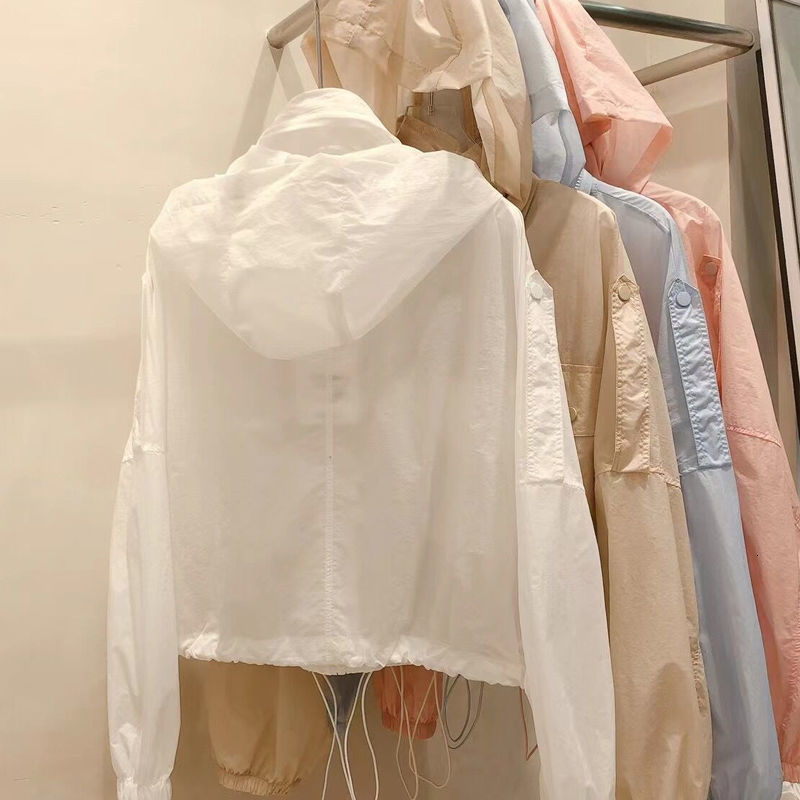 Women's Jackets Summer Women Hooded Beach UV Jacket Female Long Sleeve Sun Protection Clothing Ladies Pink Sunscreen Casual Top 230426