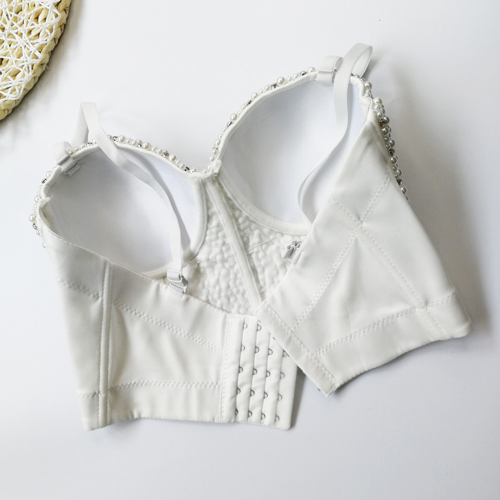 Camisoles Tanks Fashion Streetwear Tank Top Woman Clothes Pearl Chest Binder Camisole Ladies Bra Blusas Casual Short White Tops Women Corset 230426