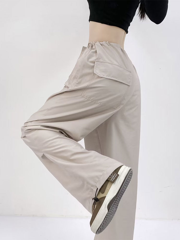 Women's Pants Capris TELLHONEY Women Fashion Drawstring Pleat Baggy Cargo Pants Female High Street Chic Low Waist Wide Leg Jogging Parachute Trou