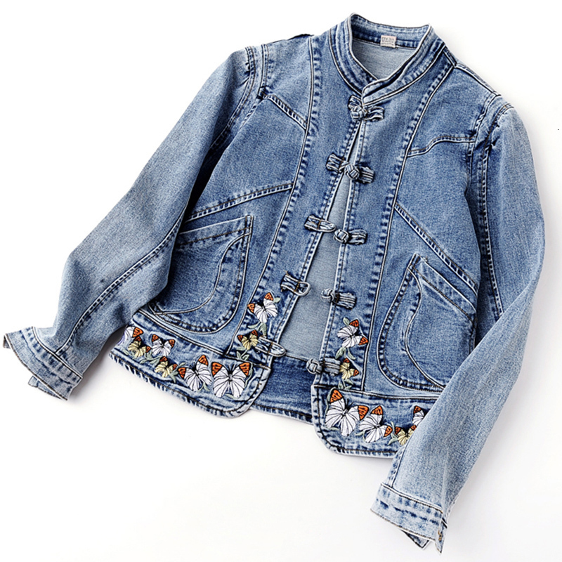 Women's Jackets Spring Embroidered Stretch Denim Jacket Women Short Jackets Cardigan Basic Jacket Fashion Female Bomber Jacket Trend 230426