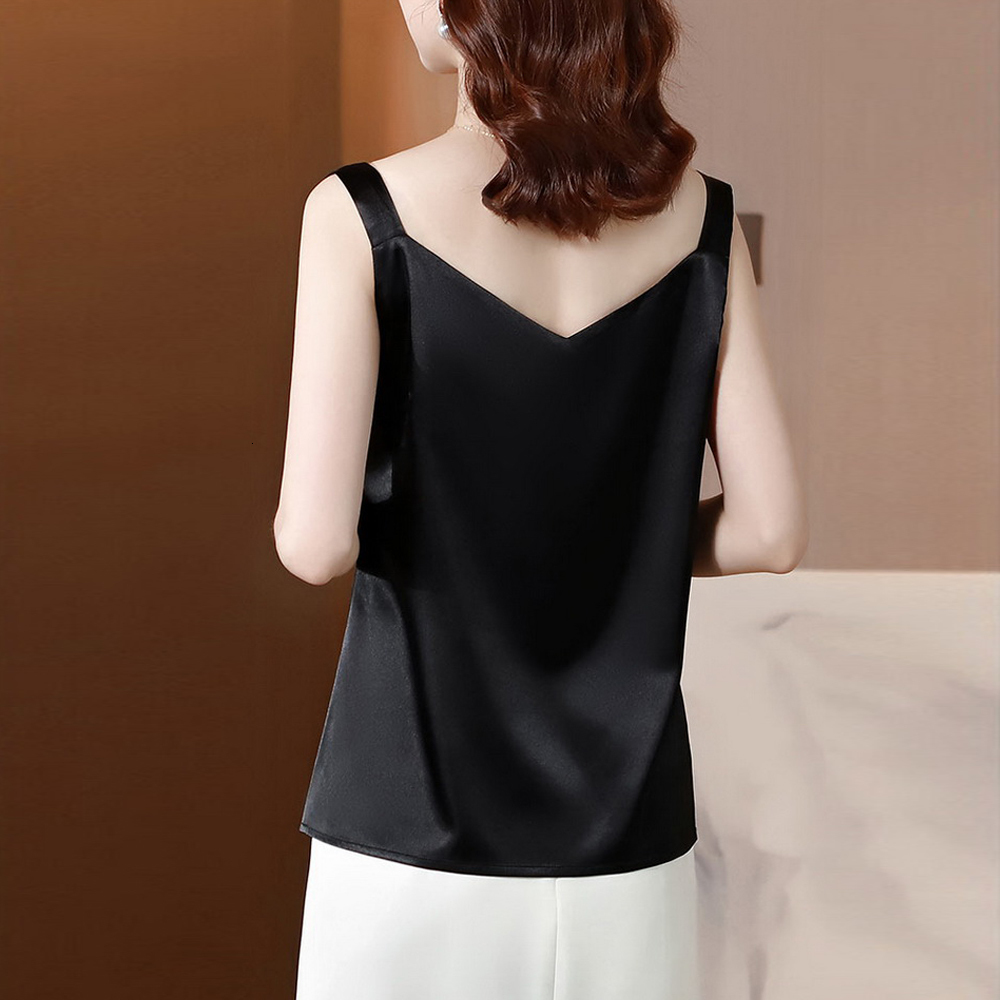 Camisoles Tanks Summer Women Silk Satin Tops Candy Color Camisole Sexy Halter Shirts Tank Tops Ladies Basic Vest Vintage Female Clothes 230426
