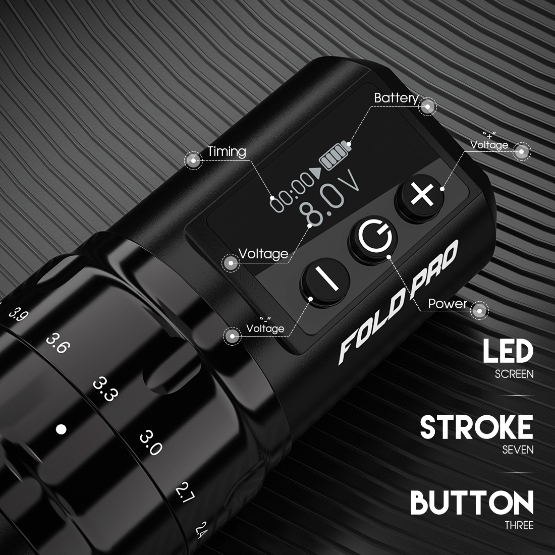 Tattoo Machine Dragonhawk Fold Pro 7 Adjustable Strokes Coreless Motor With RCA Or Wireless Model Rotary Pen Supplies 230425