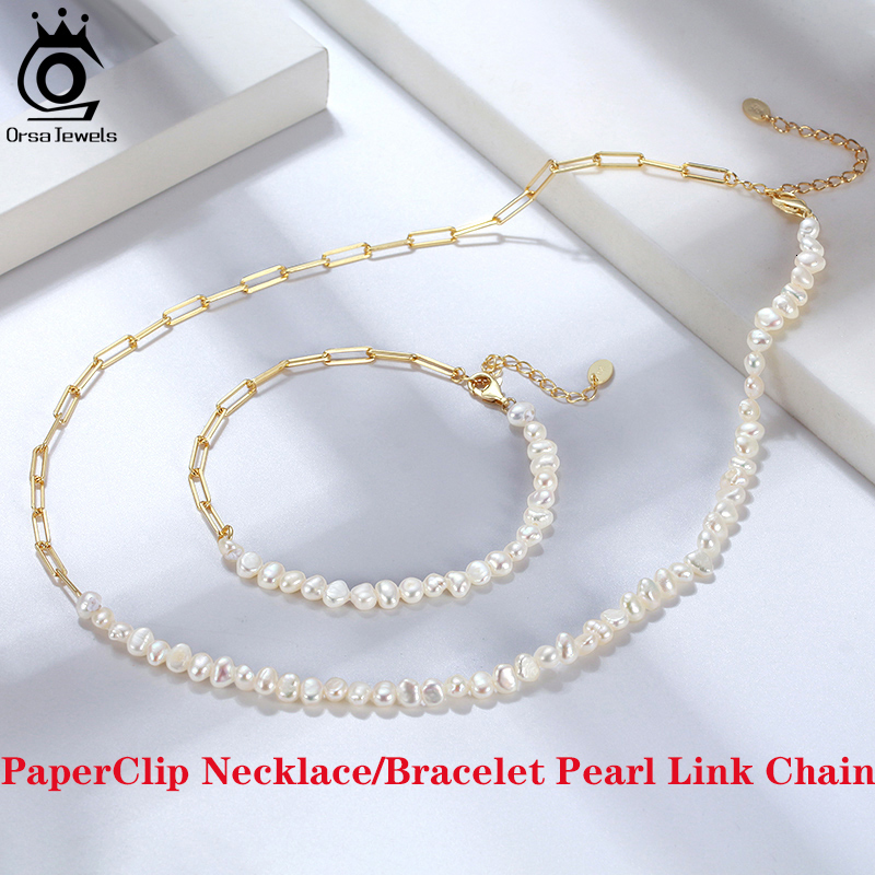 Pendant Necklaces ORSA JEWELS 14K Gold Plated Genuine 925 Sterling Silver Paperclip Neck Chain 69.312mm Link Necklace for Women Men Jewelry SC39 23042