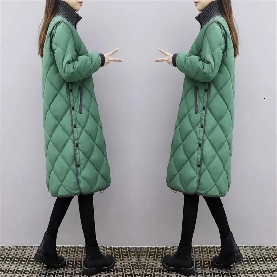 Women's Down Parkas Winter Thicken Turtleneck Coat Casual Snow Wear Warm Long Cotton Jackets Loose Big Size 4xl Overcoats 231124